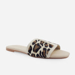 Sandalia plana alina de cuero para mujer - Hueso