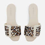 Sandalia plana alina de cuero para mujer - Hueso