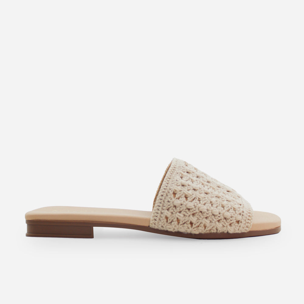 Sandalia plana noelia de sintético para mujer - Beige