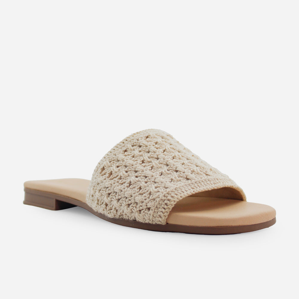 Sandalia plana noelia de sintético para mujer - Beige
