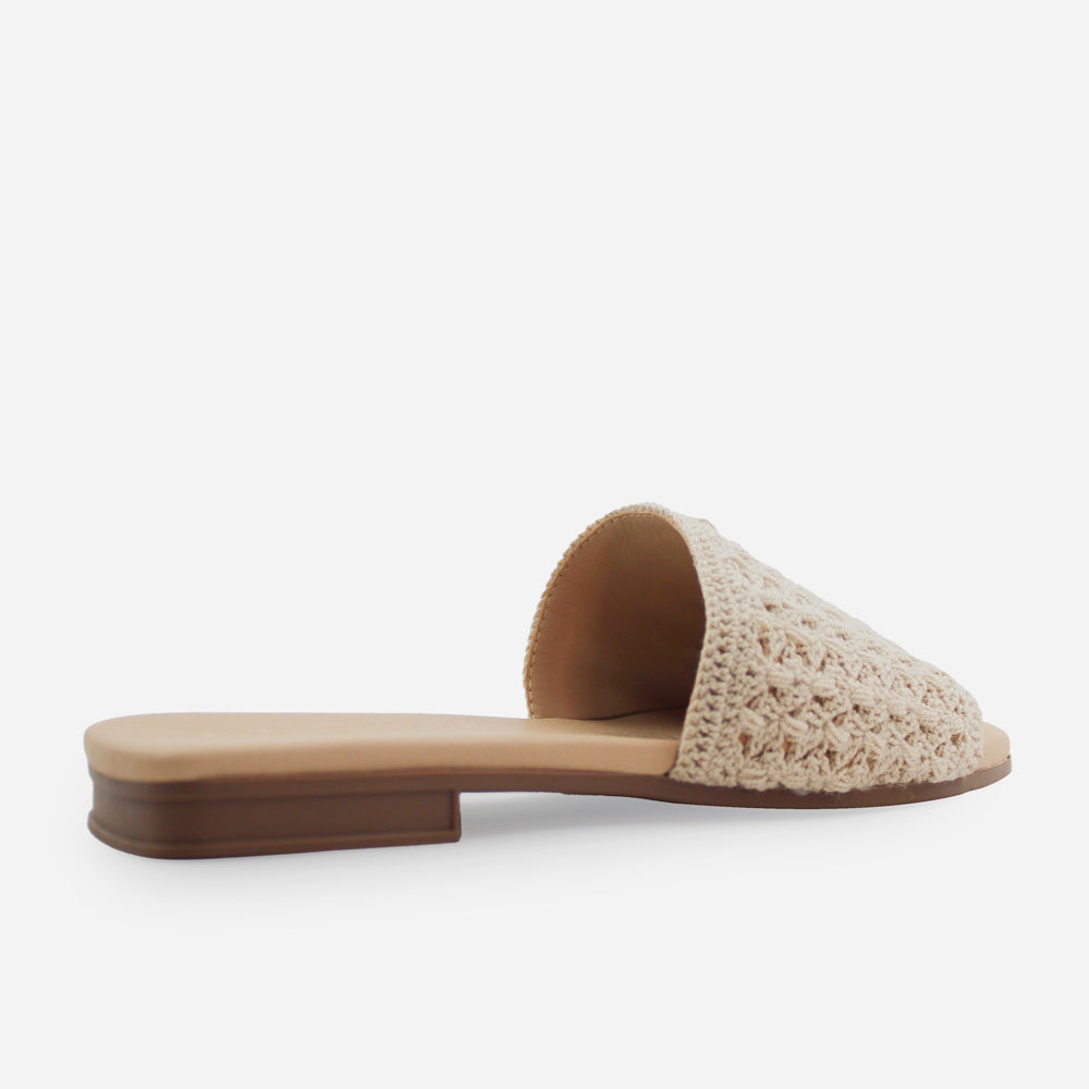 Sandalia plana noelia de sintético para mujer - Beige