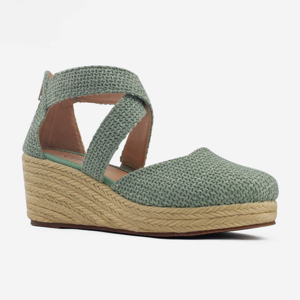 Sandalia espadrilla lina de textil para mujer - Verde