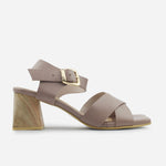 Sandalia tacon aurelia de cuero para mujer - Taupe