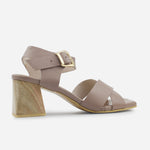 Sandalia tacon aurelia de cuero para mujer - Taupe