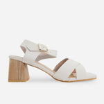 Sandalia tacon aurelia de cuero para mujer - Hueso