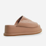 Sandalia flatform raquel de cuero para mujer - Almendra