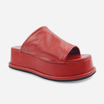 Sandalia flatform raquel de cuero para mujer - Rojo