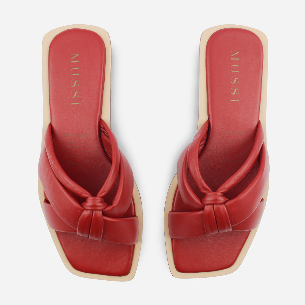 Sandalia plana ivy de cuero para mujer - Rojo