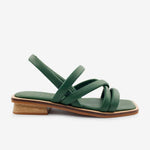 Sandalia plana silvia de cuero para mujer - Verde