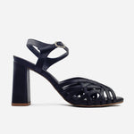 Sandalia tacon gia de cuero para mujer - Negro