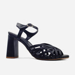 Sandalia tacon gia de cuero para mujer - Negro