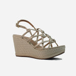 Sandalia plataforma ciana de sintético para mujer - Champaña