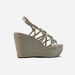 Sandalia plataforma ciana de sintético para mujer - Champaña