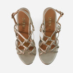 Sandalia plataforma ciana de sintético para mujer - Champaña