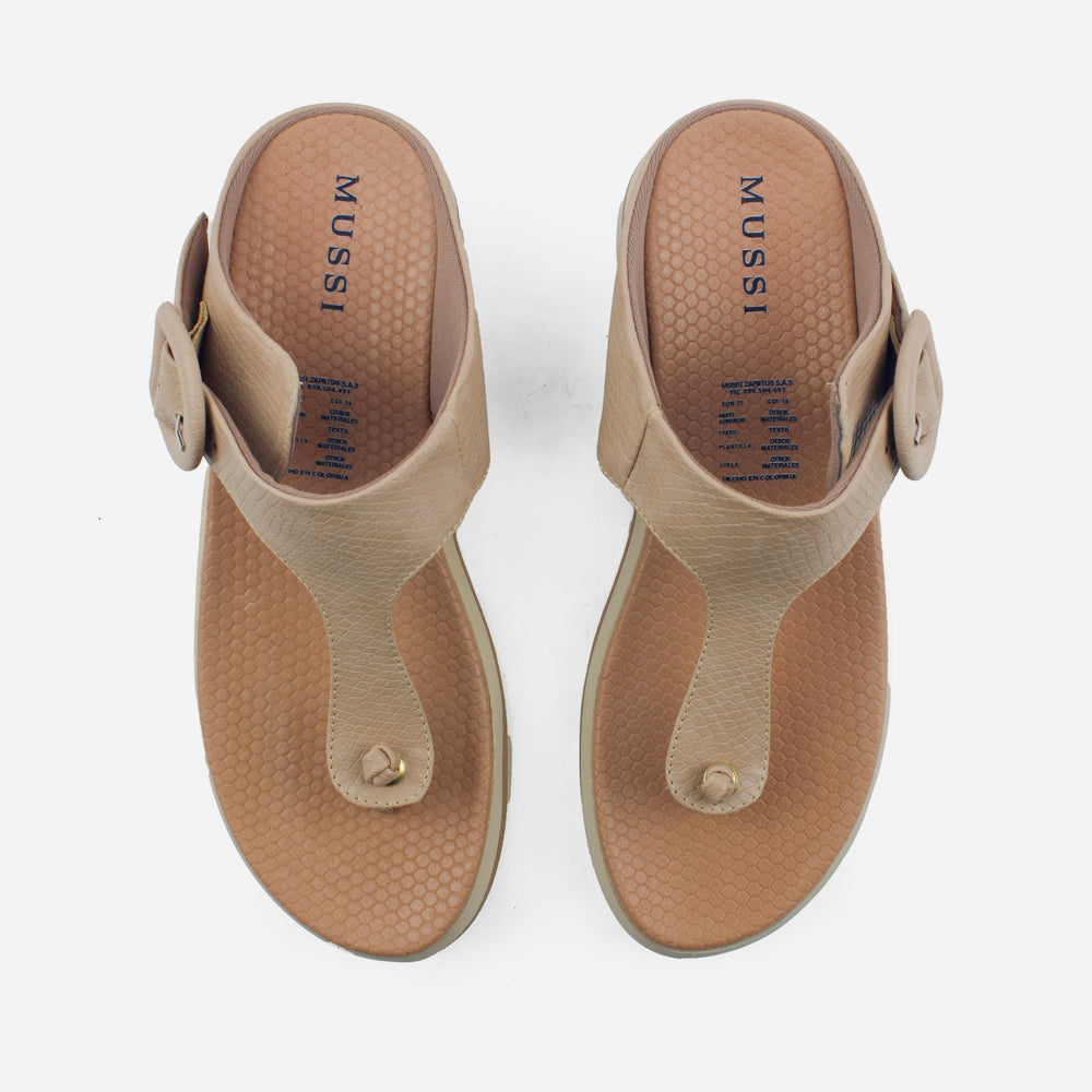 Sandalia flatform ione de sintético para mujer - Taupe