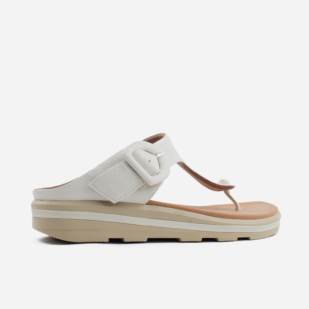 Sandalia flatform ione de sintético para mujer - Hueso