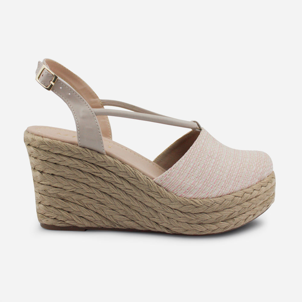 Sandalia espadrilla laurel de textil para mujer - Rosado