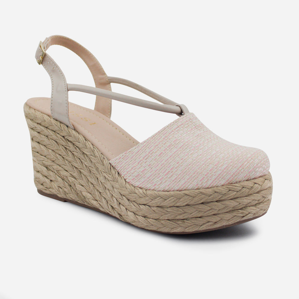 Sandalia espadrilla laurel de textil para mujer - Rosado