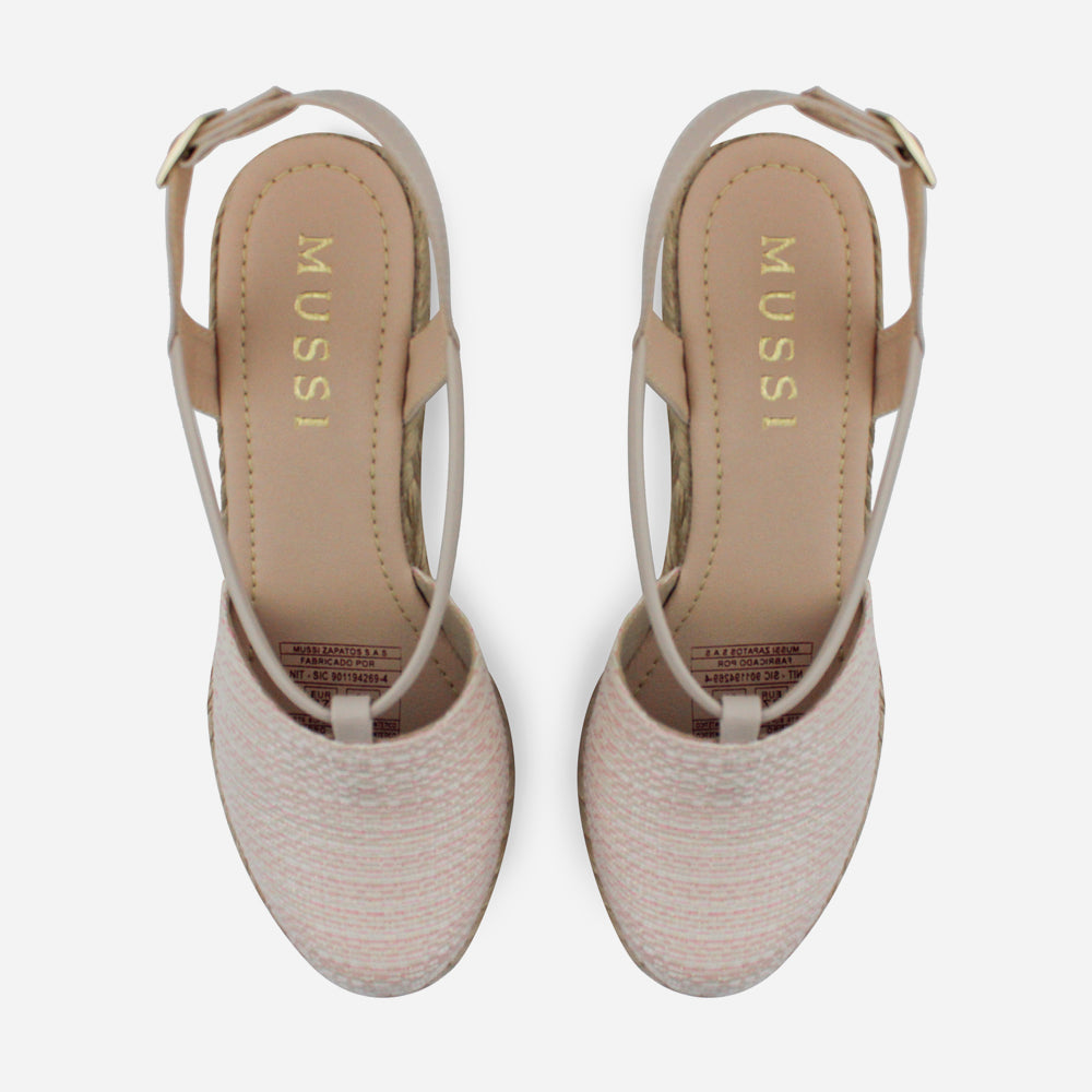Sandalia espadrilla laurel de textil para mujer - Rosado