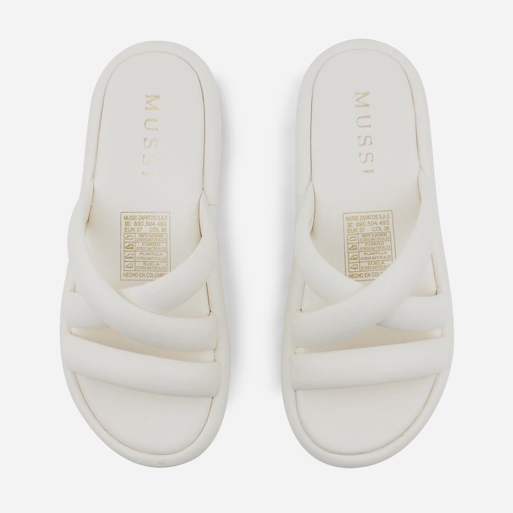 Sandalia flatform niebla de sintético para mujer - Hueso