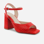 Sandalia tacon zaria de cuero para mujer - Rojo