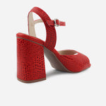 Sandalia tacon zaria de cuero para mujer - Rojo