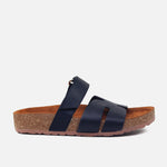 Sandalia plana miranda de cuero para mujer - Negro