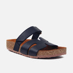 Sandalia plana miranda de cuero para mujer - Negro