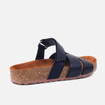 Sandalia plana miranda de cuero para mujer - Negro