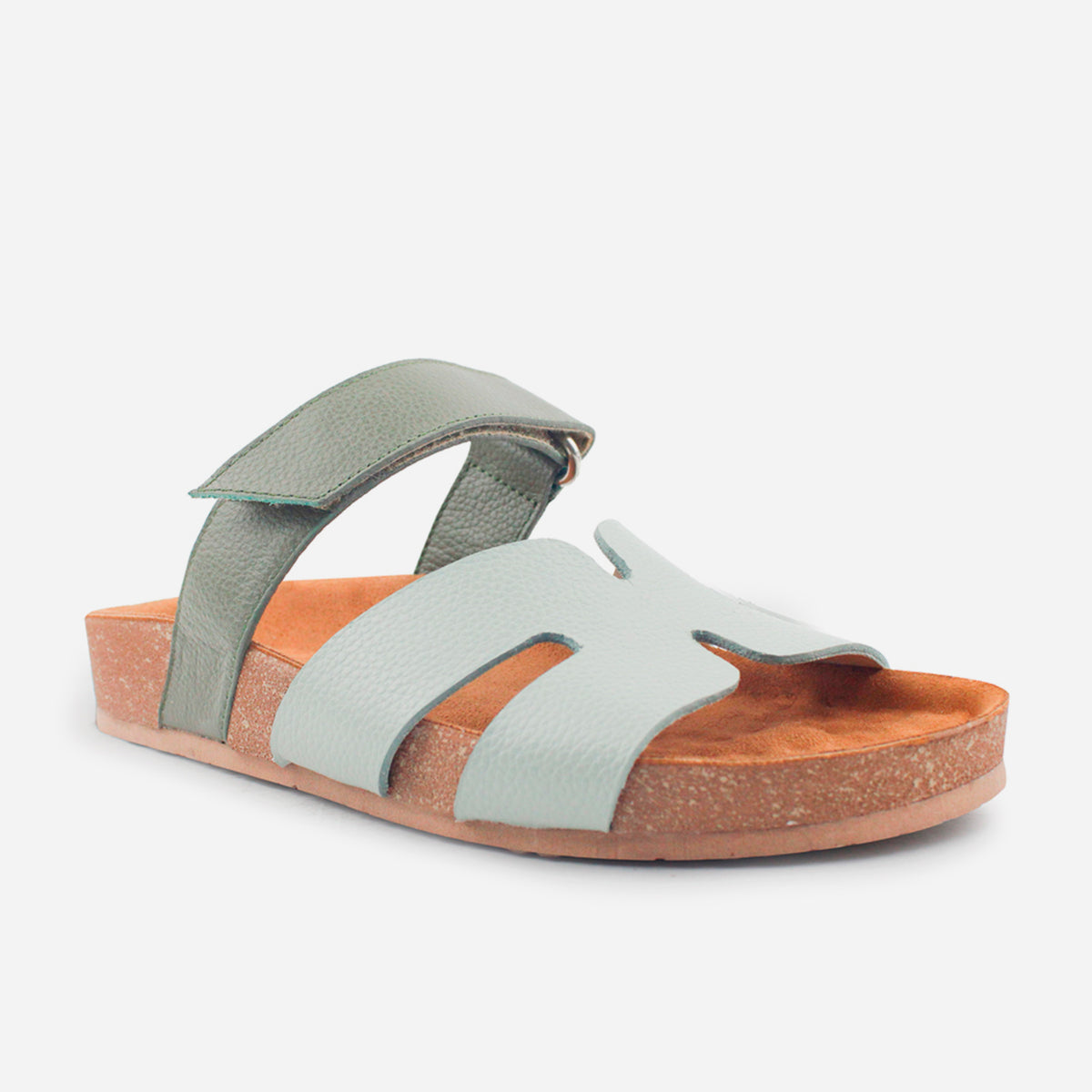 Sandalia plana miranda de cuero para mujer - Menta