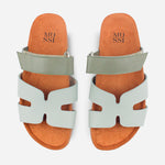 Sandalia plana miranda de cuero para mujer - Menta