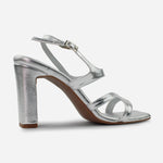 Sandalia tacon lurex de sintético para mujer - Plata