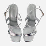 Sandalia tacon lurex de sintético para mujer - Plata