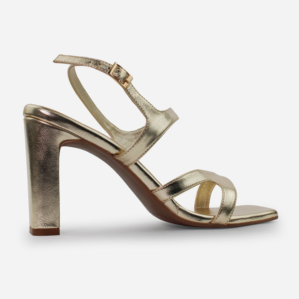 Sandalia tacon lurex de sintético para mujer - Oro