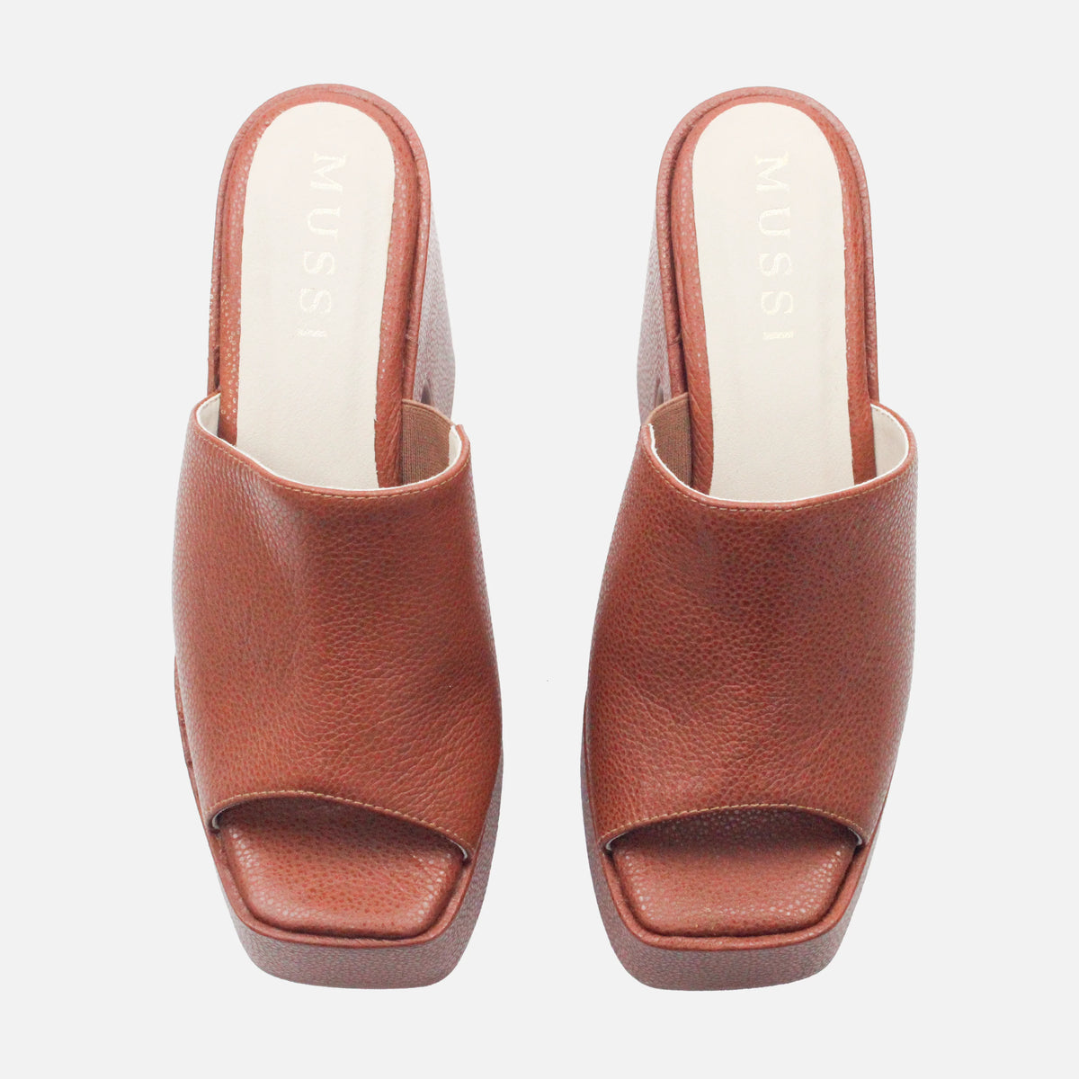 Sandalia tacon plataforma celestina de cuero para mujer - Miel