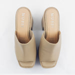 Sandalia tacon plataforma celestina de cuero para mujer - Taupe