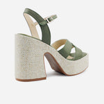 Sandalia tacon plataforma artemisa de cuero para mujer - Verde