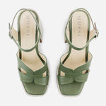 Sandalia tacon plataforma artemisa de cuero para mujer - Verde