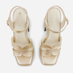 Sandalia tacon plataforma artemisa de cuero para mujer - Oro