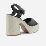 Sandalia tacon plataforma cerys de cuero para mujer - Negro