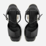 Sandalia tacon plataforma cerys de cuero para mujer - Negro