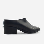 Zueco tacon matilda de cuero para mujer - Negro