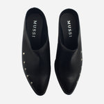 Zueco tacon matilda de cuero para mujer - Negro