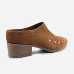 Zueco tacon matilda de cuero carnaza para mujer - Miel