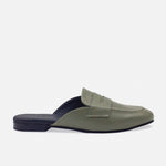 Zueco plano seraphina de cuero para mujer - Verde