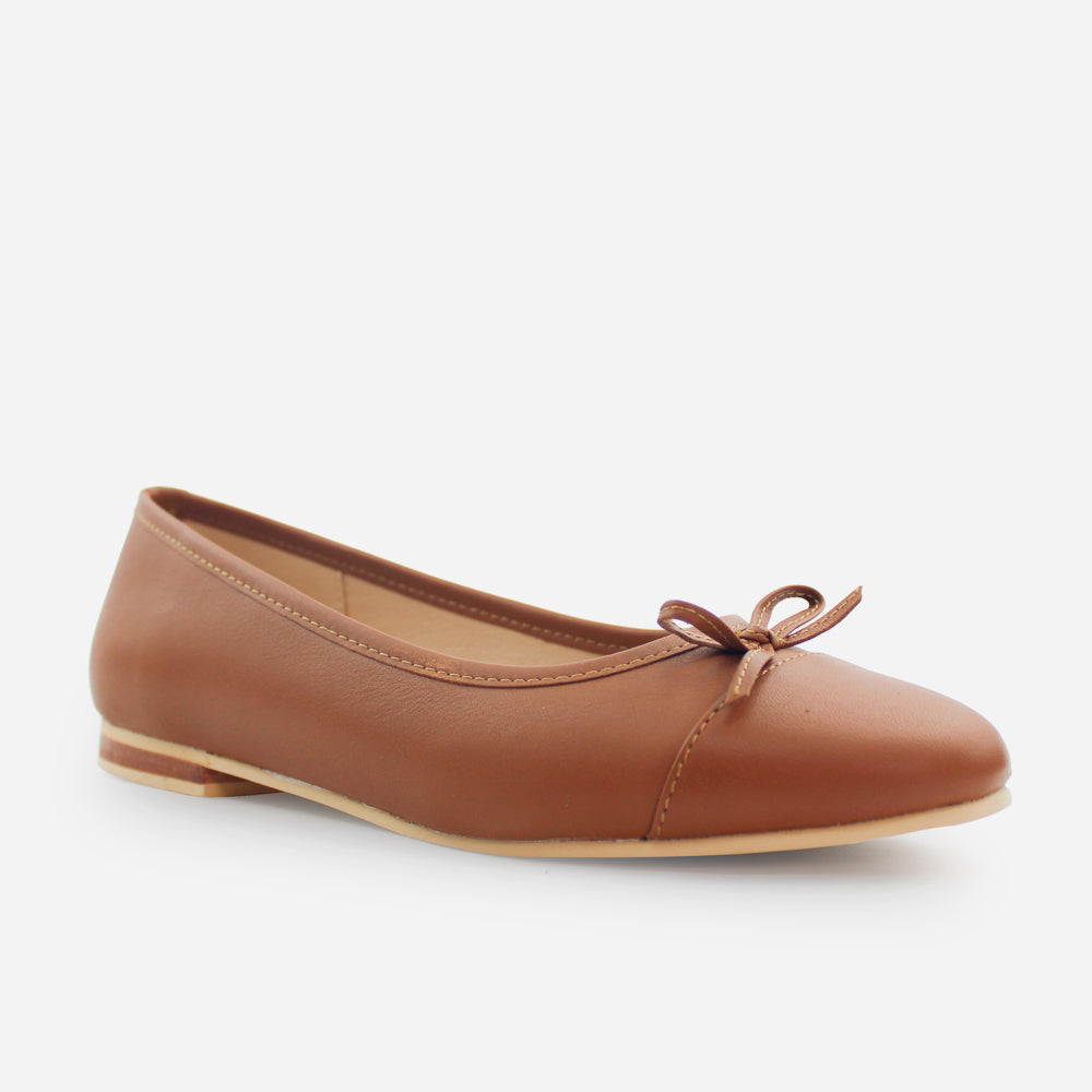 Baleta plana tatiana de cuero para mujer - Miel
