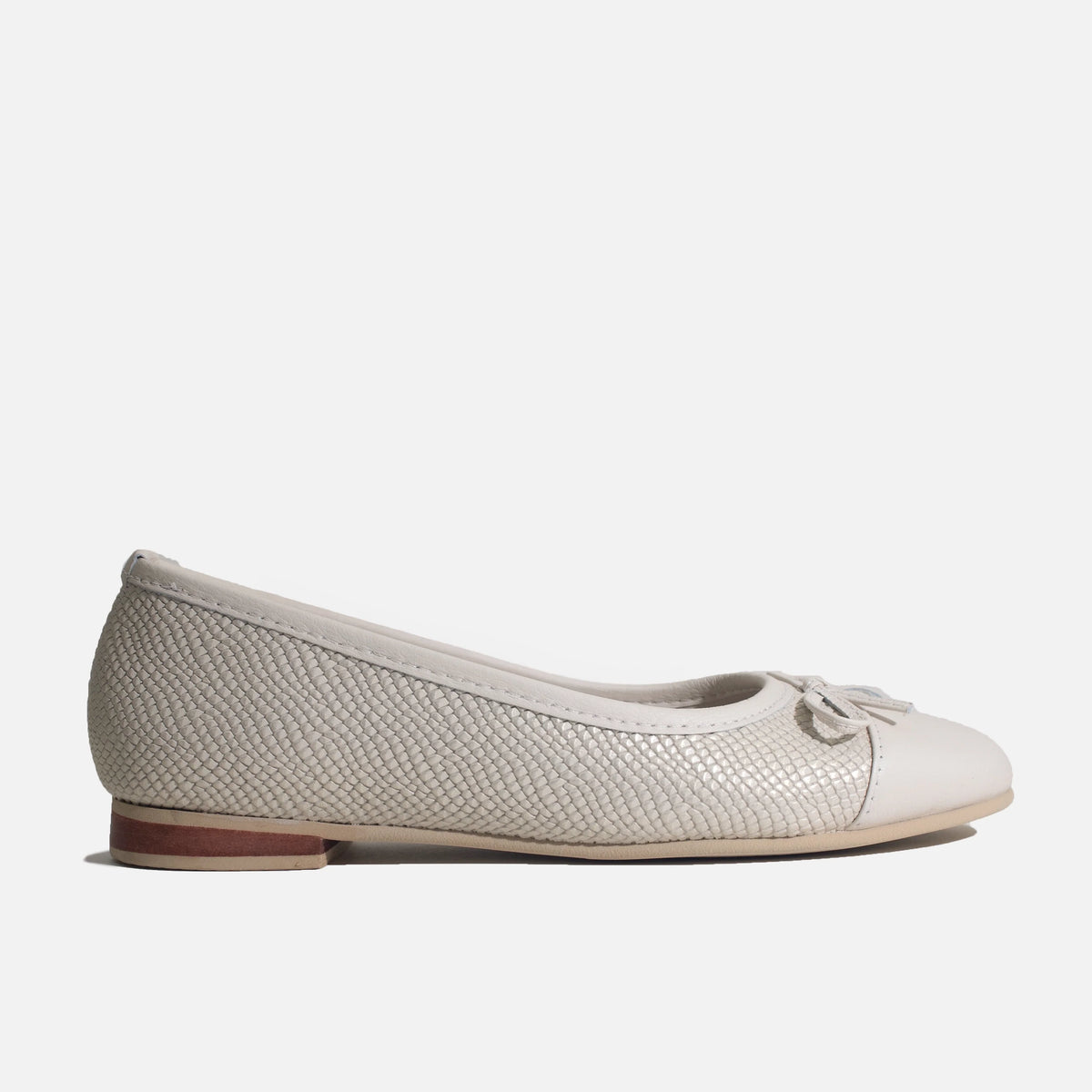 Baleta plana tatiana de cuero para mujer - Hueso