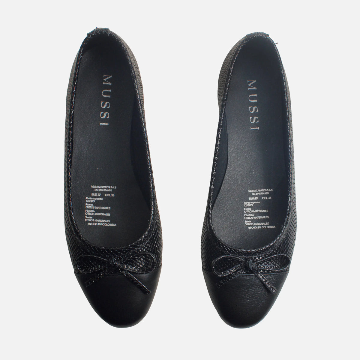 Baleta plana tatiana de cuero para mujer - Negro