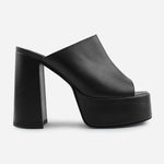 Sandalia tacon plataforma alyssa de cuero para mujer - Negro