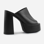 Sandalia tacon plataforma alyssa de cuero para mujer - Negro